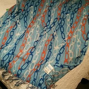 NWT J. McLaughlin Wool Scarf Link Chains Pattern
